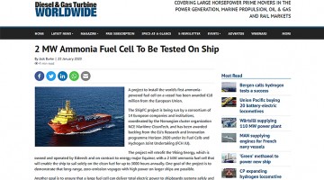 2 MW Ammonia Fuel Cell To Be Tested On Ship