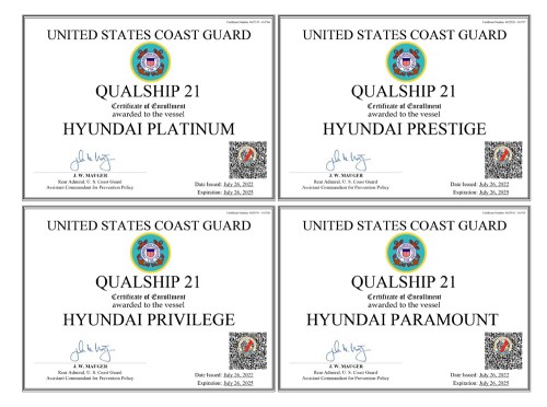 Four Capital-Executive Vessels Enroll in the USCG QualShip 21 Program.